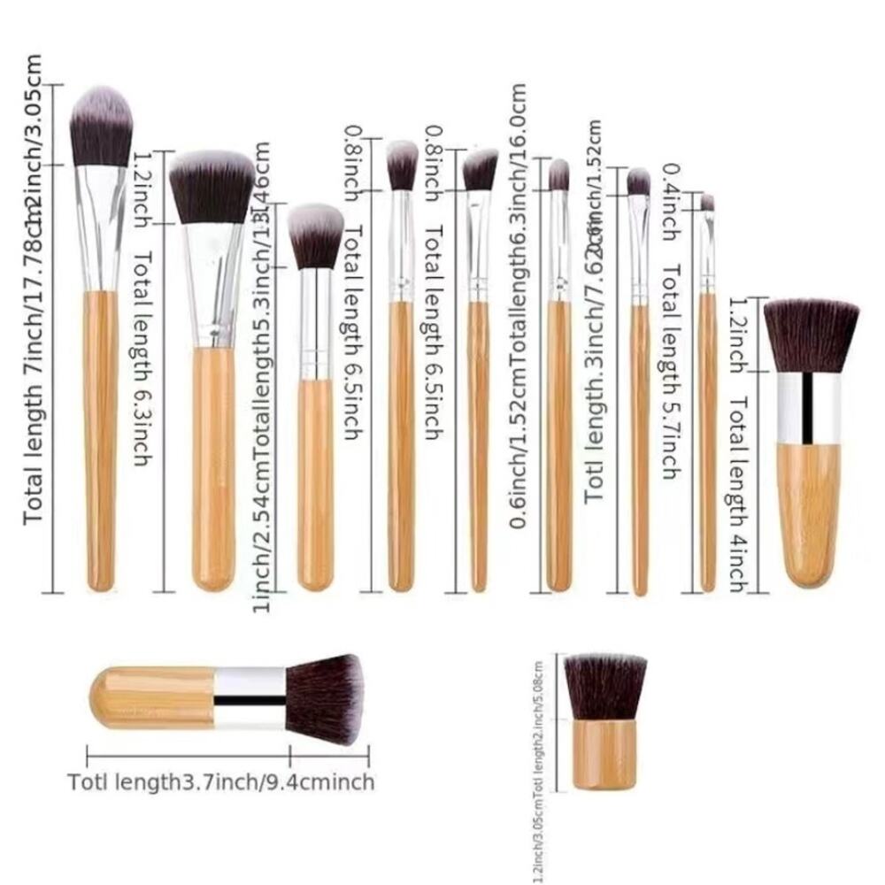 Wooden Handle Makeup Brush Set 10 Pieces Brushes - Picture 4 of 4